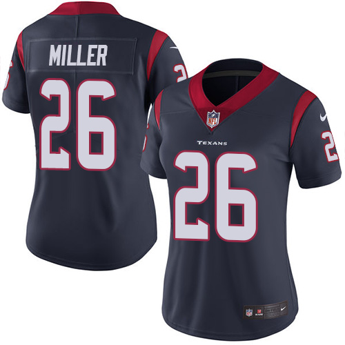 Nike Texans 26 Lamar Miller Navy Women Vapor Untouchable Limited Jersey