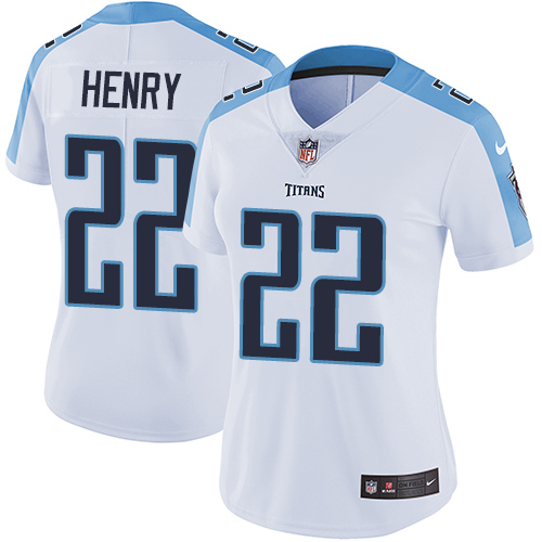 Nike Titans 22 Derrick Henry White Women Vapor Untouchable Limited Jersey - Click Image to Close