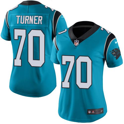 Nike Panthers 70 Trai Turner Blue Women Vapor Untouchable Limited Jersey