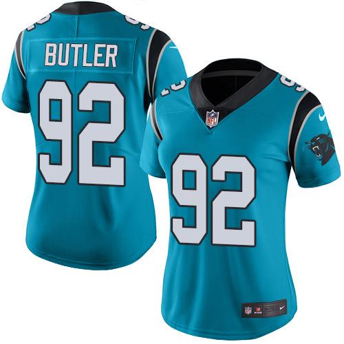 Nike Panthers 92 Vernon Butler Blue Women Vapor Untouchable Limited Jersey
