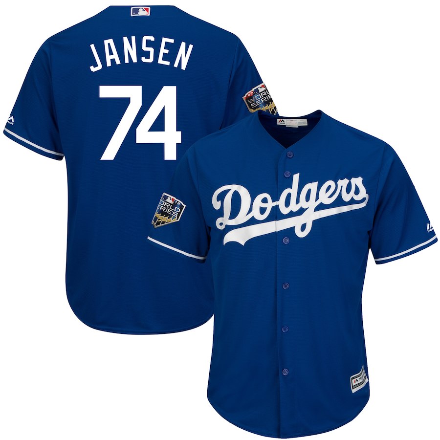Dodgers 74 Kenley Jansen Royal 2018 World Series Cool Base Player Jersey