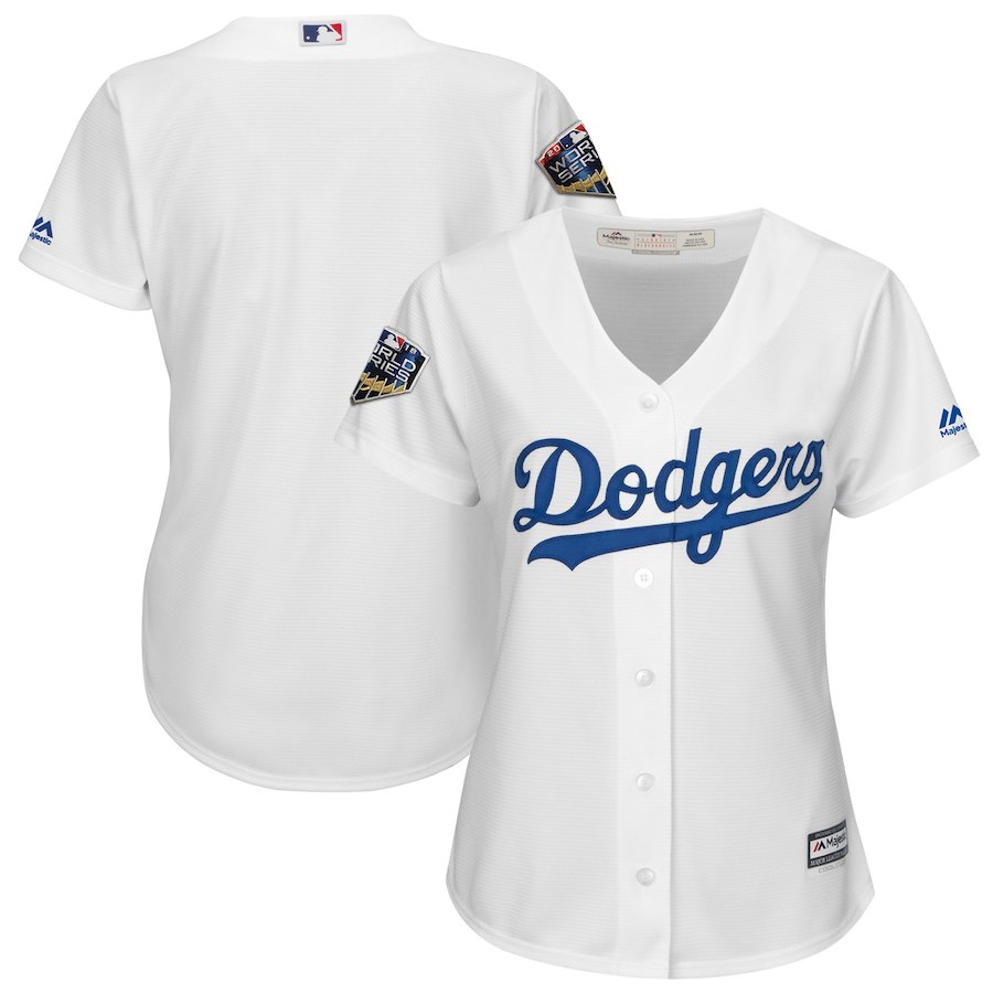 Dodgers Blank White Women 2018 World Series Cool Base Team Jersey - Click Image to Close