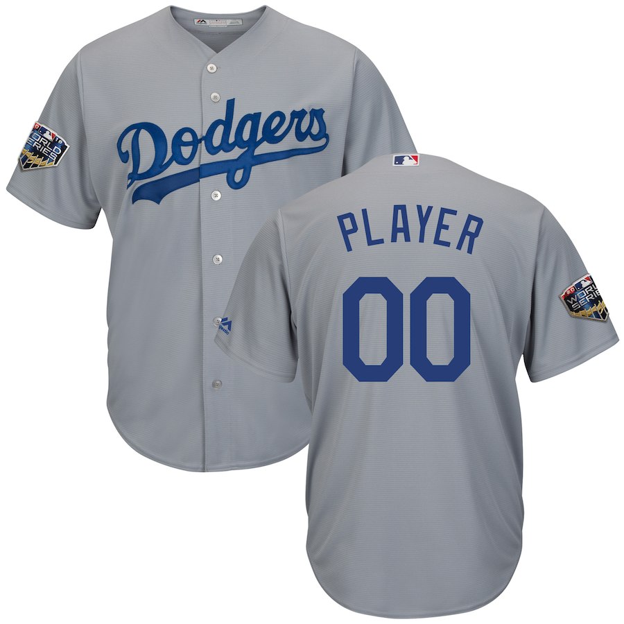 Dodgers Gray Men's 2018 World Series Cool Base Customized Jersey