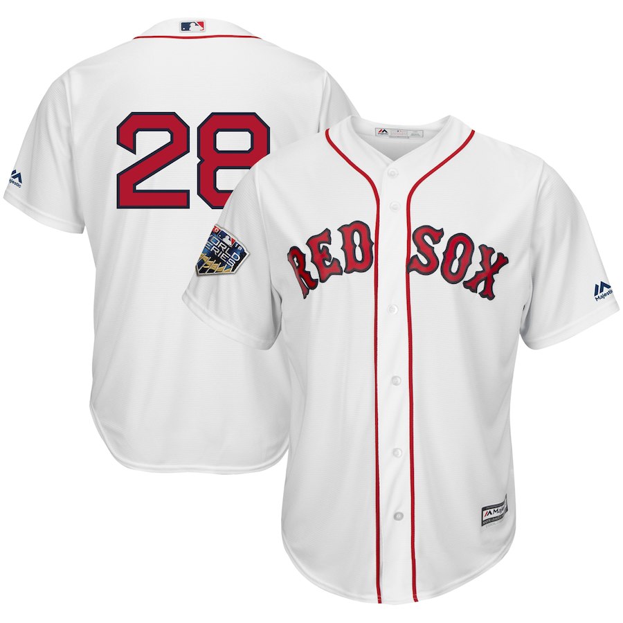 Red Sox 28 J.D. Martinez White 2018 World Series Cool Base Player Number Jersey
