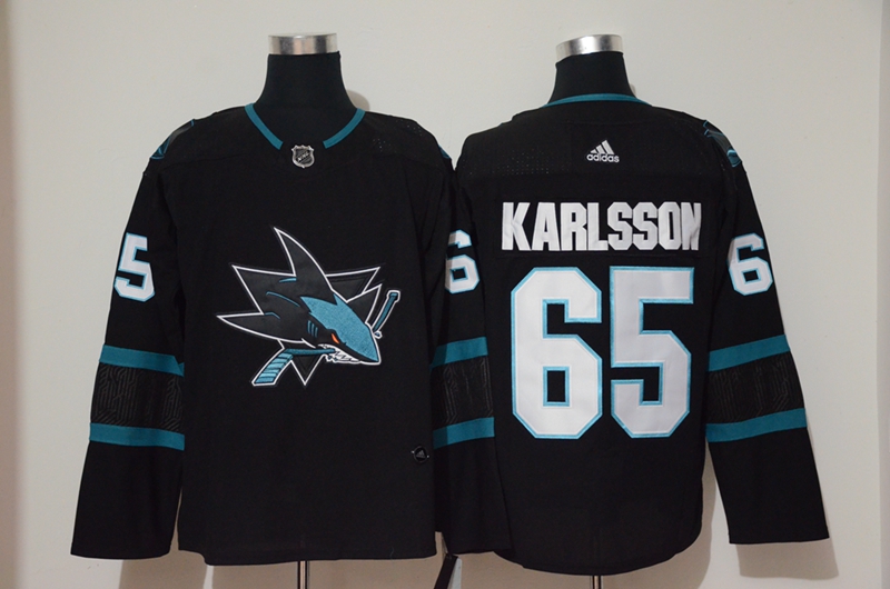 Sharks 65 Erik Karlsson Black Adidas Jersey