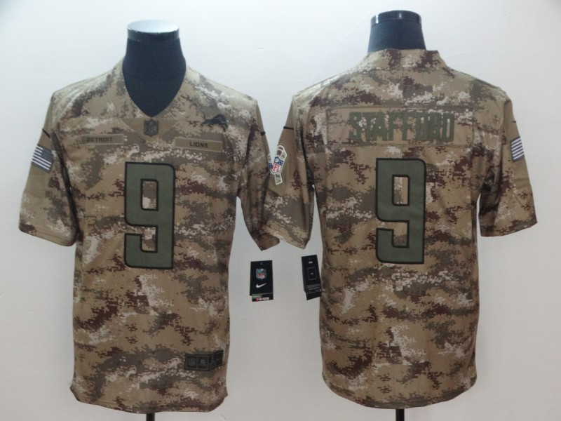 Nike Lions 9 Matthew Stafford Camo Salute To Service Limited Jersey