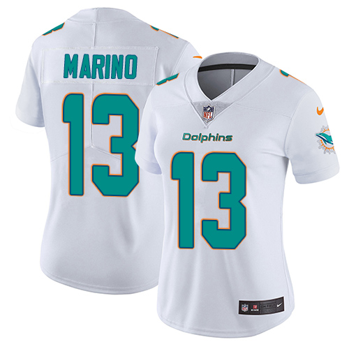 Nike Dolphins 13 Dan Marino White Women Vapor Untouchable Limited Jersey - Click Image to Close