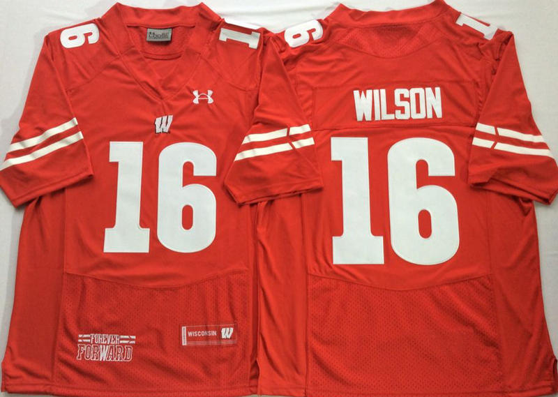 Wisconsin Badgers 16 Russell Wilson Red College Football Jersey