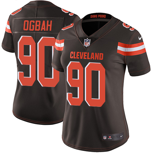 Nike Browns 90 Emmanuel Ogbah Brown Women Vapor Untouchable Limited Jersey - Click Image to Close