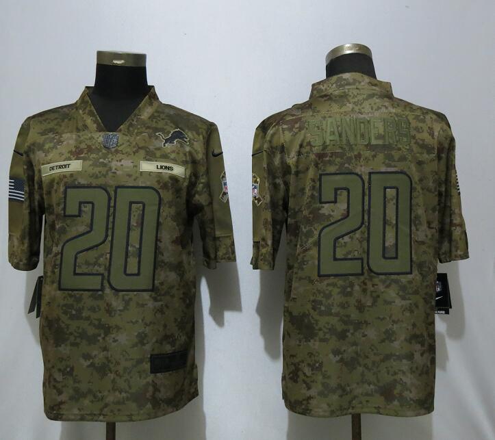 Nike Lions 20 Barry Sanders Camo Salute To Service Limited Jersey