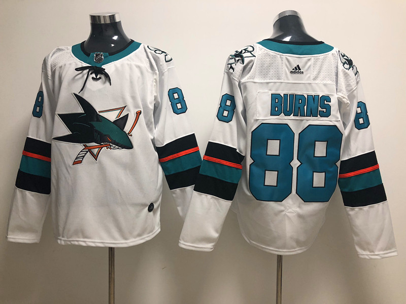 Sharks 88 Brent Burns White Adidas Jersey