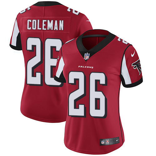 Nike Falcons 26 Tevin Coleman Red Women Vapor Untouchable Limited Jersey