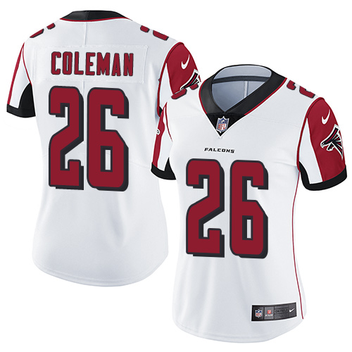 Nike Falcons 26 Tevin Coleman White Women Vapor Untouchable Limited Jersey - Click Image to Close