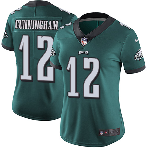 Nike Eagles 12 Randall Cunningham Green Women Vapor Untouchable Limited Jersey - Click Image to Close
