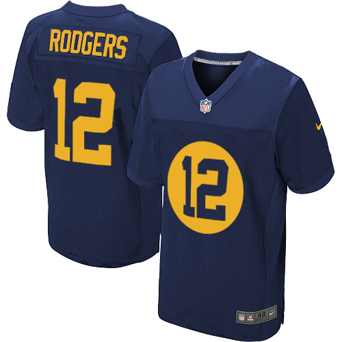 Nike Packers 12 Aaron Rodgers Navy Alternate Elite Jersey - Click Image to Close
