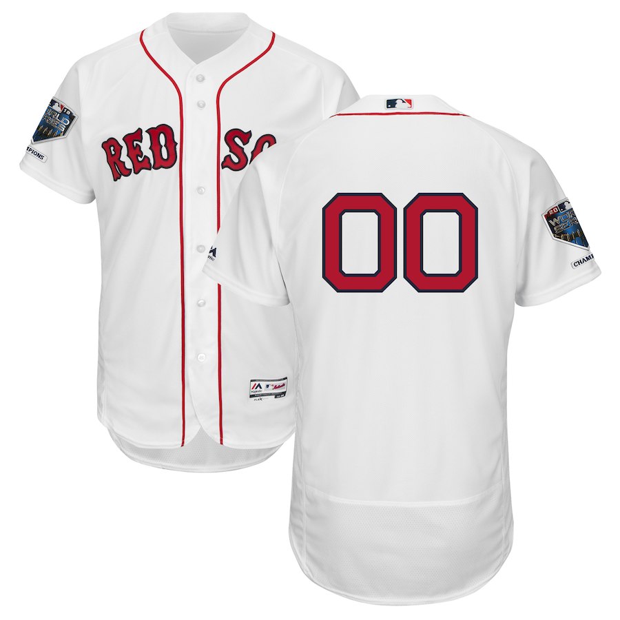 Red Sox White Men's 2018 World Series Champions Home Flexbase Customized Jersey