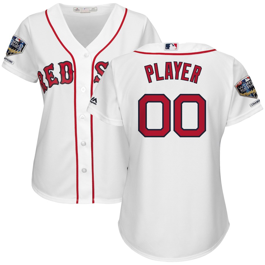 Red Sox White Women's 2018 World Series Champions Home Cool Base Customized Jersey