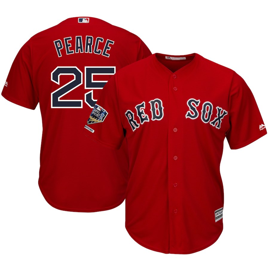 Red Sox 25 Steve Pearce Scarlet 2018 World Series Champions Alternate Cool Base Player Jersey