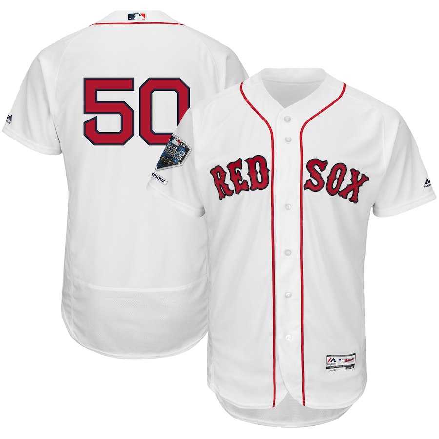 Red Sox 50 Mookie Betts White 2018 World Series Champions Home Flexbase Player Jersey