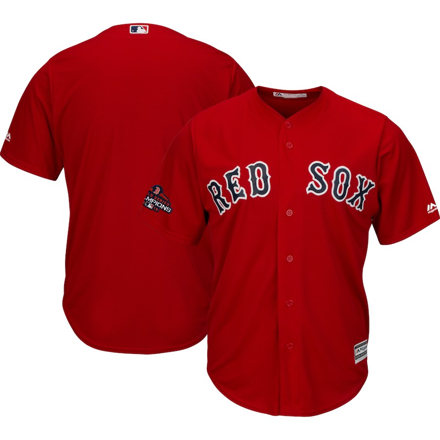 Red Sox Blank Scarlet 2018 World Series Champions Team Logo Jersey