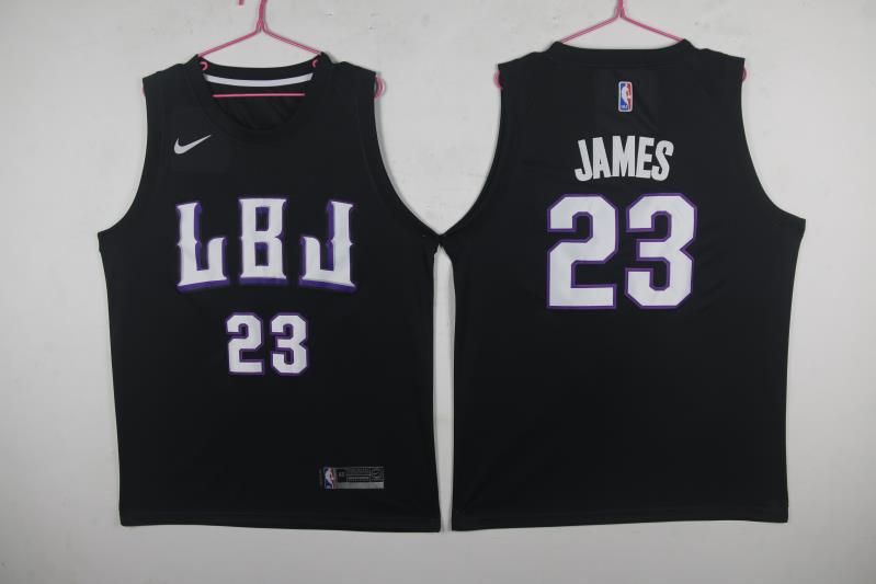 Lakers 23 Lebron James LBJ Black Nike Swingman Jersey