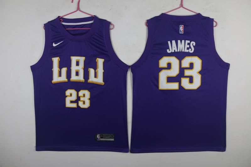 Lakers 23 Lebron James LBJ Purple Nike Swingman Jersey