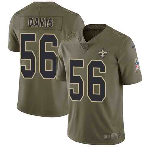 Nike Saints 56 DeMario Davis Olive Salute To Service Limited Jersey