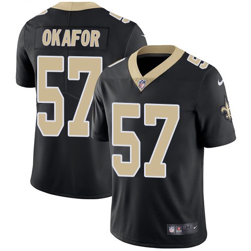 Nike Saints 57 Alex Okafor Black Vapor Untouchable Limited Jersey