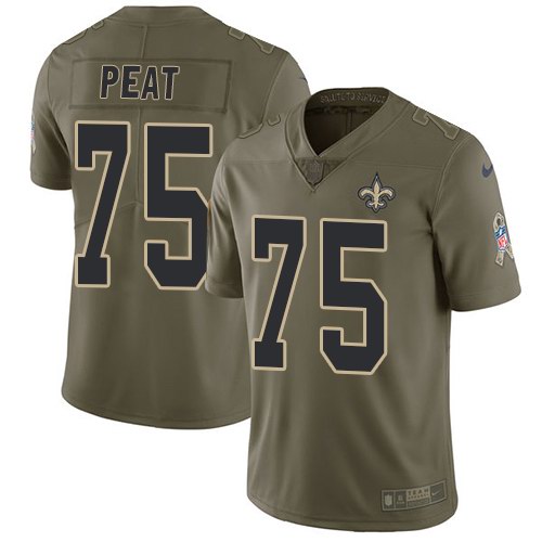 Nike Saints 75 Andrus Peat Olive Salute To Service Limited Jersey