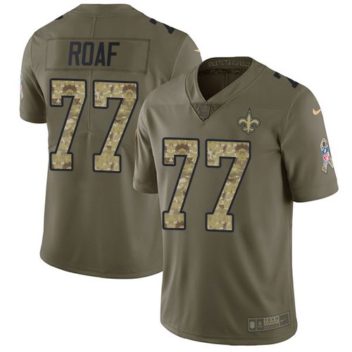 Nike Saints 77 Willie Roaf Olive Camo Salute To Service Limited Jersey - Click Image to Close