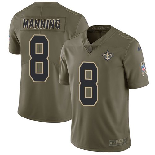 Nike Saints 8 Archie Manning Olive Salute To Service Limited Jersey