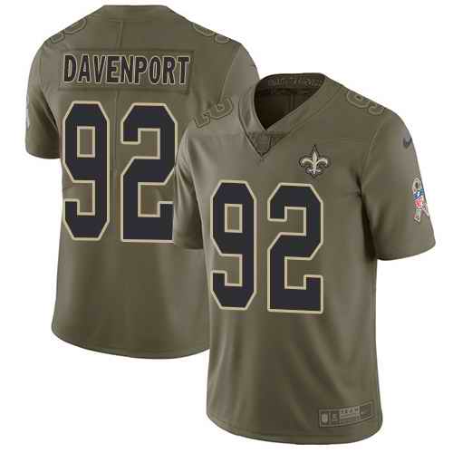 Nike Saints 92 Marcus Davenport Olive Salute To Service Limited Jersey