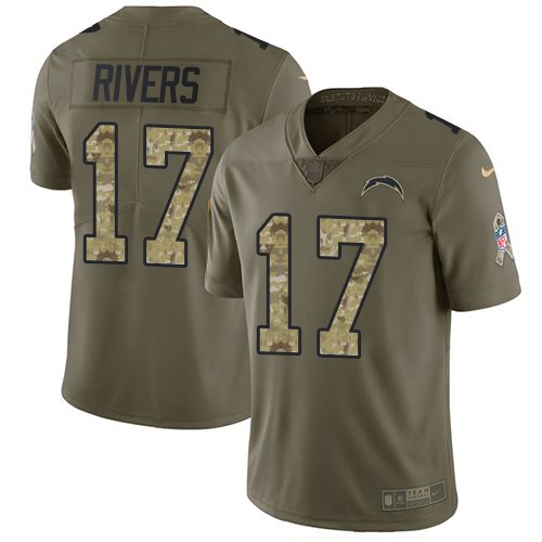 Nike Chargers 17 Philip Rivers Olive Camo Salute To Service Limited Jersey