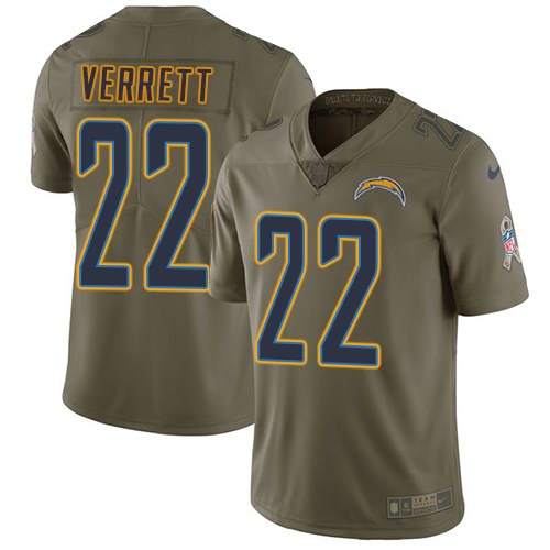 Nike Chargers 22 Jason Verrett Olive Salute To Service Limited Jersey