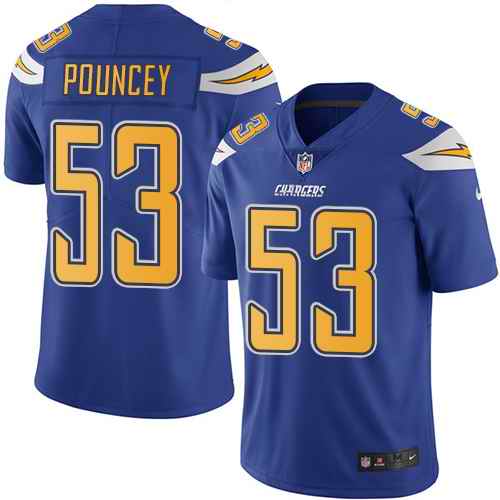 Nike Chargers 53 Mike Pouncey Royal Color Rush Limited Jersey