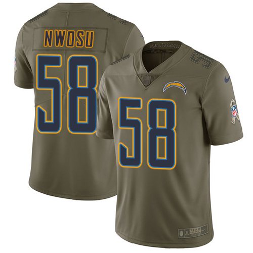 Nike Chargers 58 Uchenna Nwosu Olive Salute To Service Limited Jersey