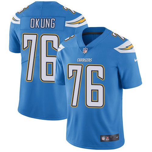 Nike Chargers 76 Russell Okung Light Blue Vapor Untouchable Limited Jersey