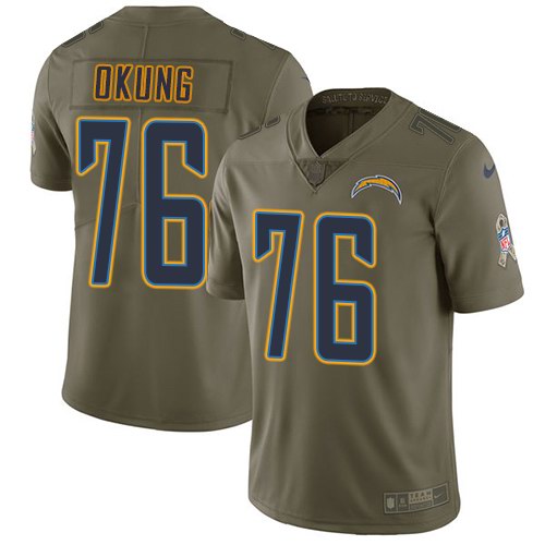 Nike Chargers 76 Russell Okung Olive Salute To Service Limited Jersey