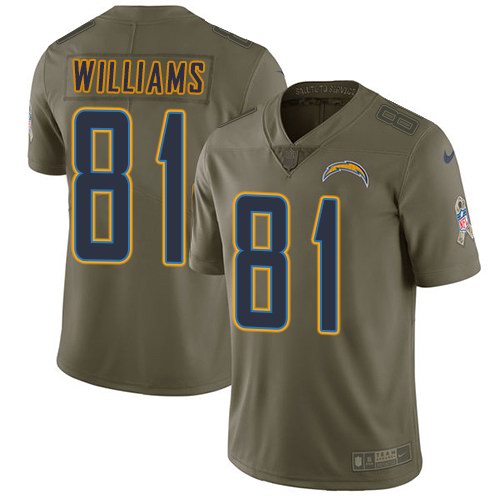 Nike Chargers 81 Mike Williams Olive Salute To Service Limited Jersey