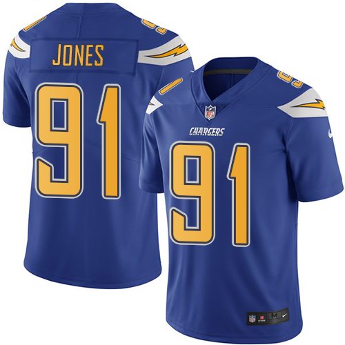 Nike Chargers 91 Justin Jones Royal Color Rush Limited Jersey