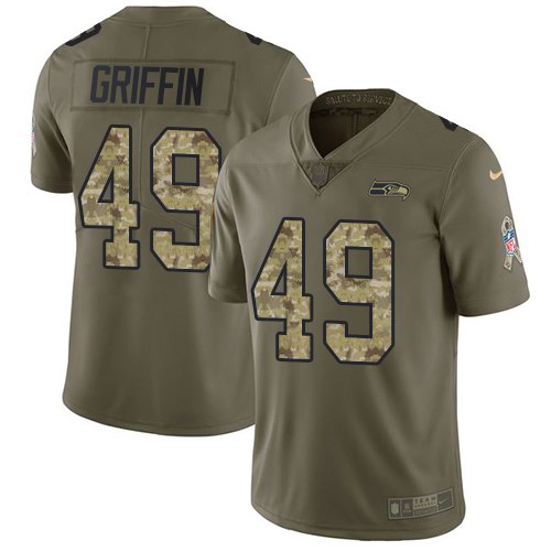 Nike Seahawks 49 Shaquem Griffin Olive Camo Salute To Service Limited Jersey