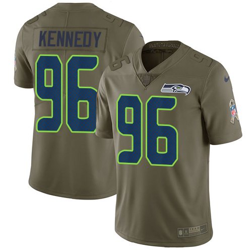 Nike Seahawks 96 Cortez Kennedy Olive Salute To Service Limited Jersey