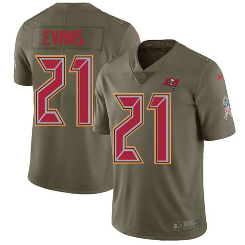 Nike Buccaneers 21 Justin Evans Olive Salute To Service Limited Jersey