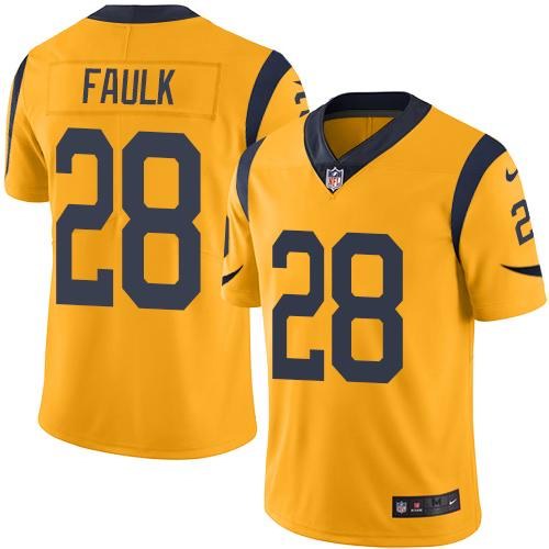 Nike Rams 28 Marshall Faulk Gold Color Rush Limited Jersey