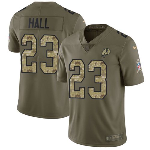 Nike Redskins 23 DeAngelo Hall Olive Camo Salute To Service Limited Jersey