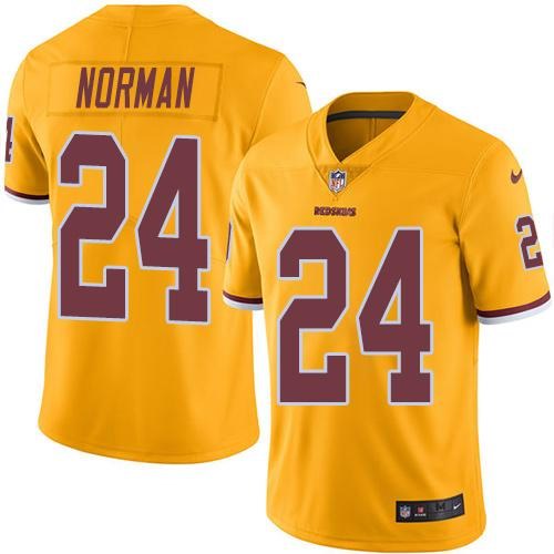 Nike Redskins 24 Josh Norman Gold Color Rush Limited Jersey - Click Image to Close