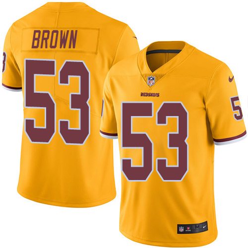 Nike Redskins 53 Zach Brown Gold Color Rush Limited Jersey
