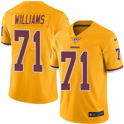 Nike Redskins 71 Trent Williams Gold Youth Color Rush Limited Jersey - Click Image to Close