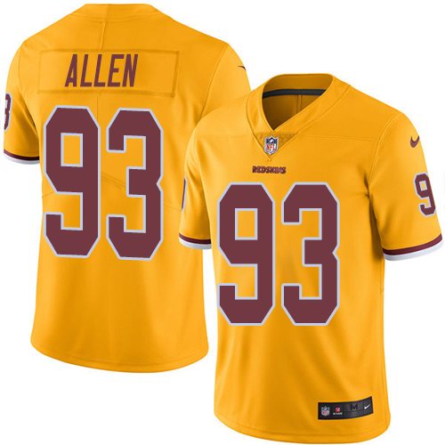 Nike Redskins 93 Jonathan Allen Gold Color Rush Limited Jersey
