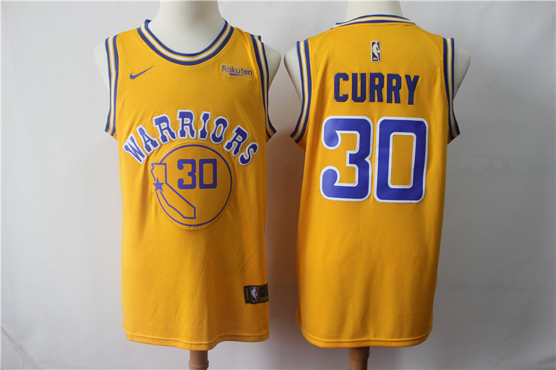 Warriors 30 Stephen Curry Gold Nike Swingman Jersey